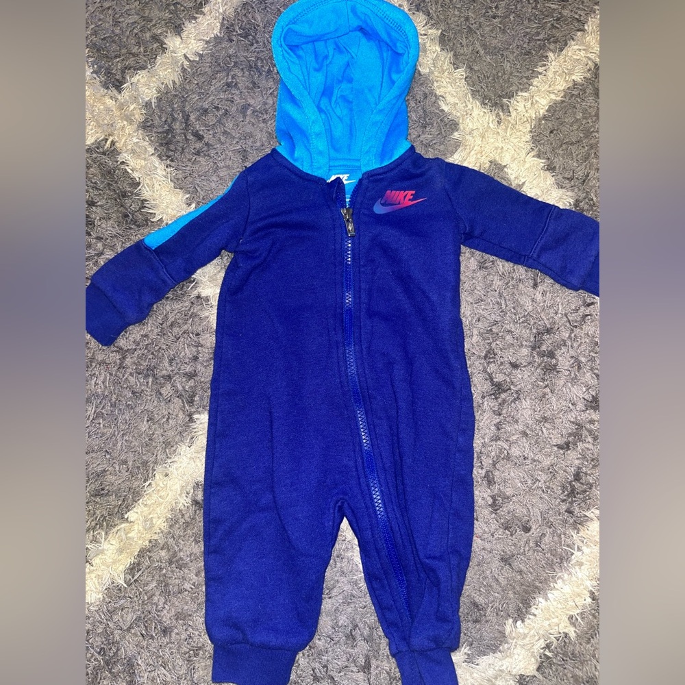 Nike Royal Blue Hooded Baby Jumpsuit